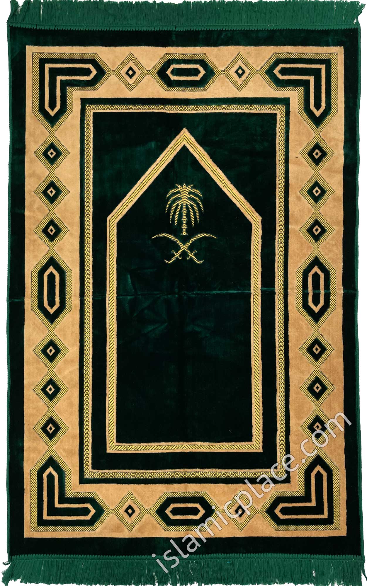 Dark Green Prayer Rug with Saudi Design (Big & Tall size)
