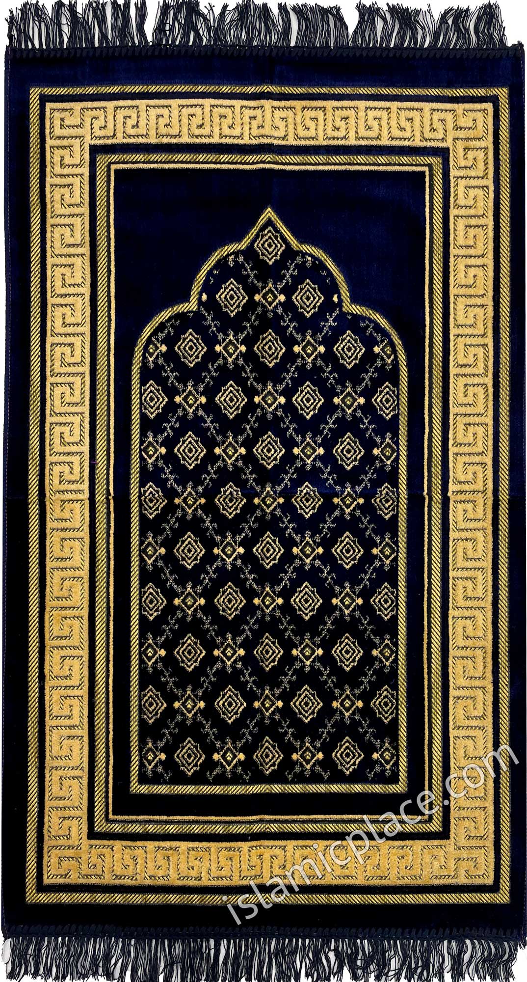 Navy Blue Prayer Rug with Egyptian Border