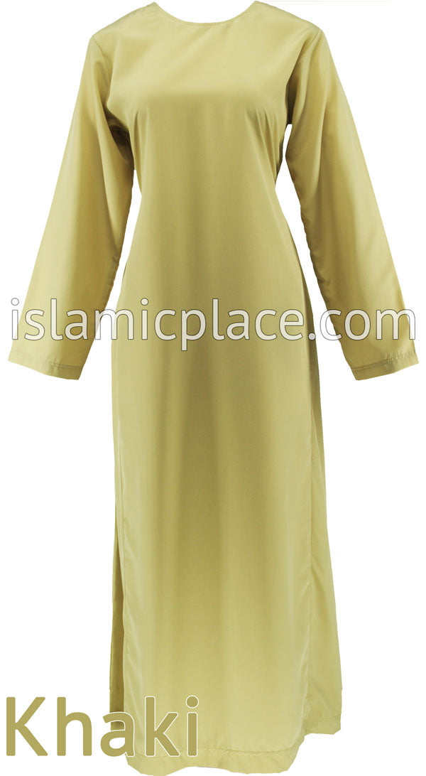Khaki - Girl's Basics Plain Abaya by BintQ