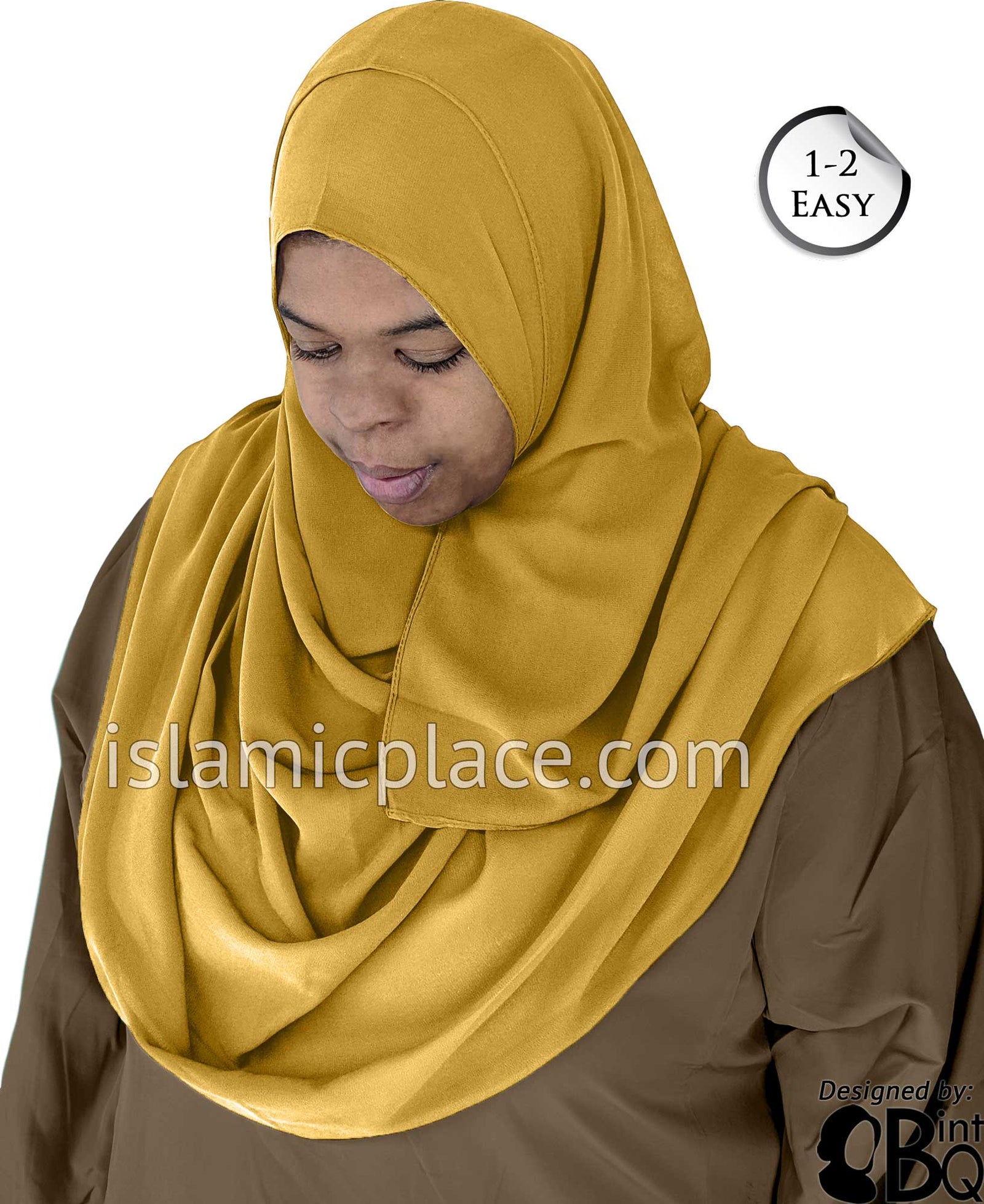 Golden Sand Plain - Salima 1-2 Easy Georgette Shayla Long Rectangle Hijab 30"x70"