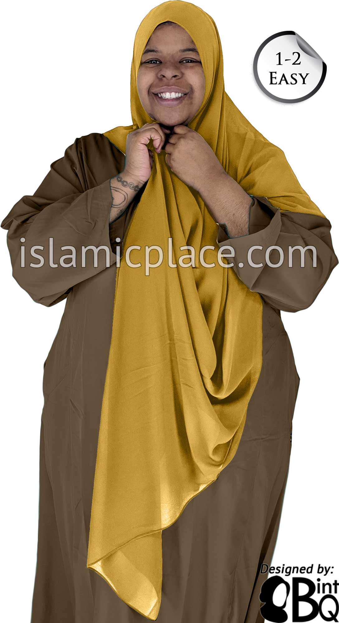 Golden Sand Plain - Salima 1-2 Easy Georgette Shayla Long Rectangle Hijab 30"x70"