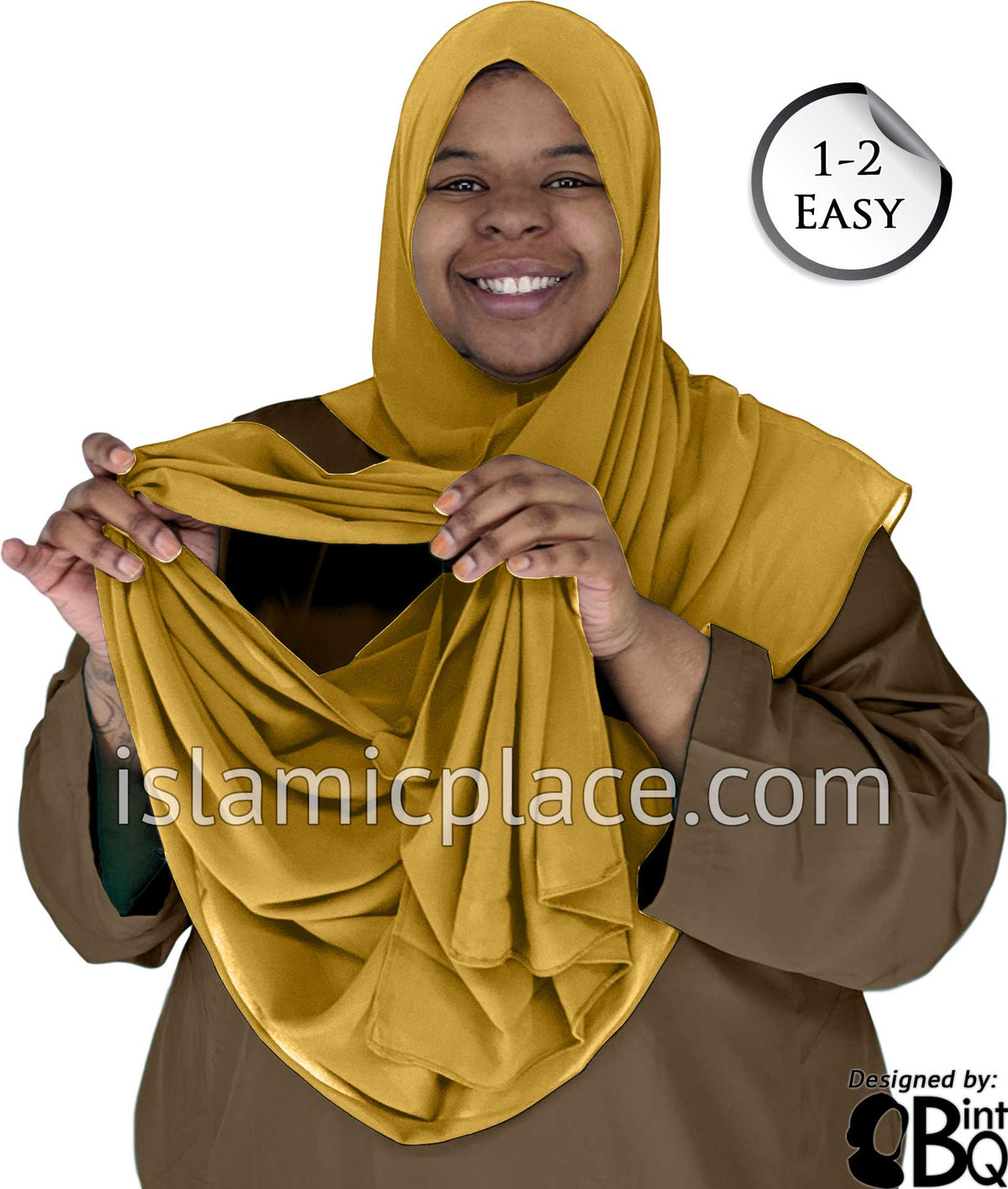 Golden Sand Plain - Salima 1-2 Easy Georgette Shayla Long Rectangle Hijab 30"x70"