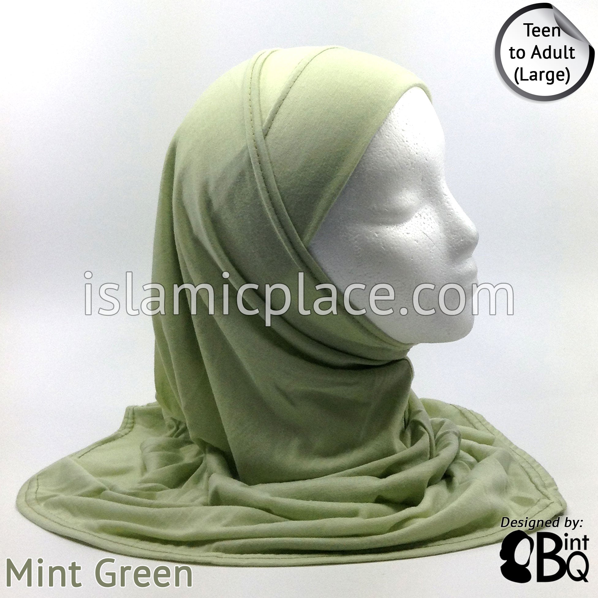 Mint Green - Plain Teen to Adult (Large) Hijab Al-Amira (2-piece style)