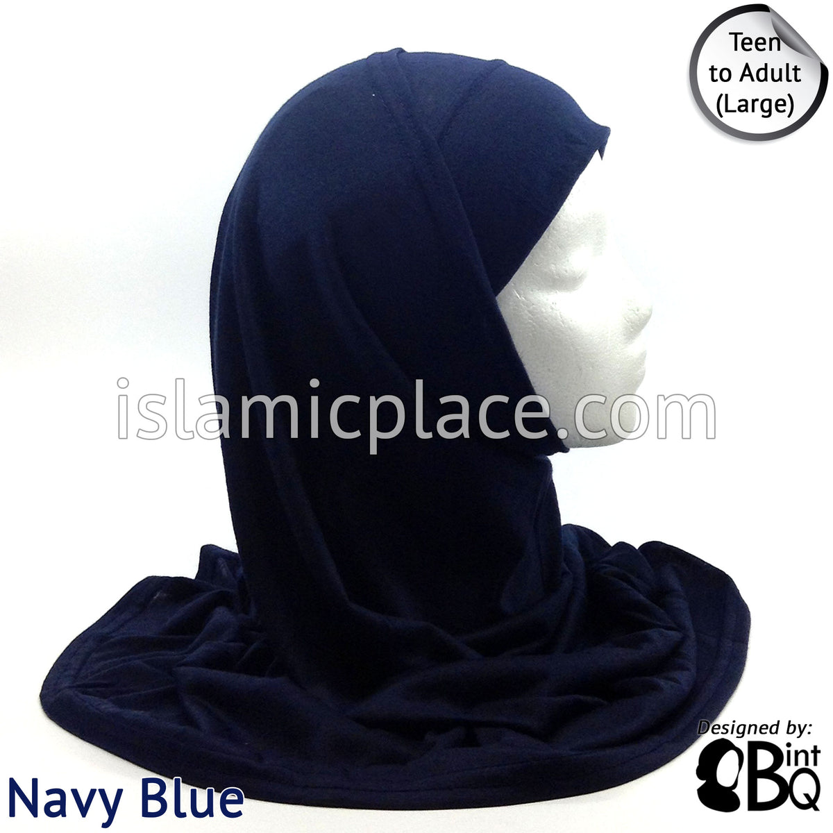 Navy Blue - Plain Teen to Adult (Large) Hijab Al-Amira (2-piece style)
