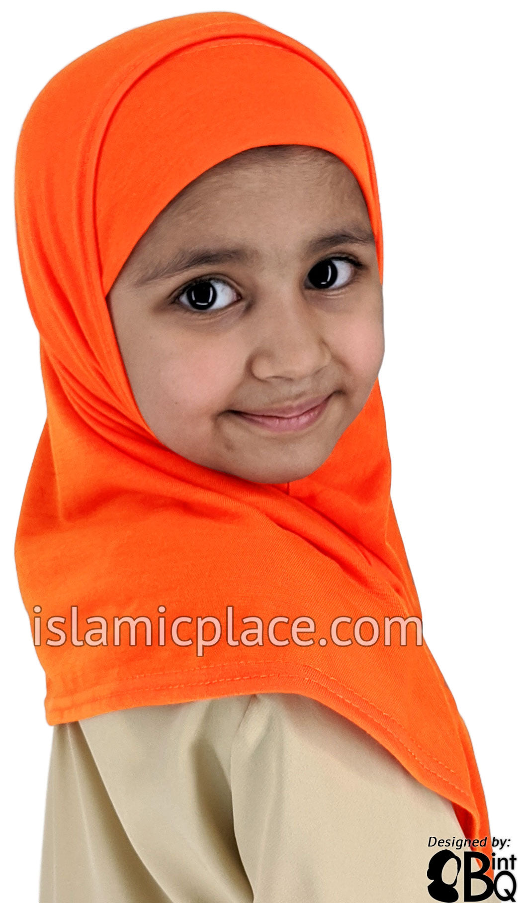 Orange Plain Girl size (2-piece) Hijab Al-Amira