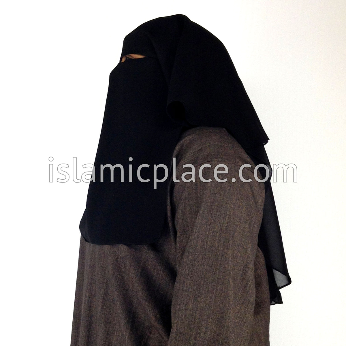 Black Niqab with attached Khimar and Screen (3 layer)