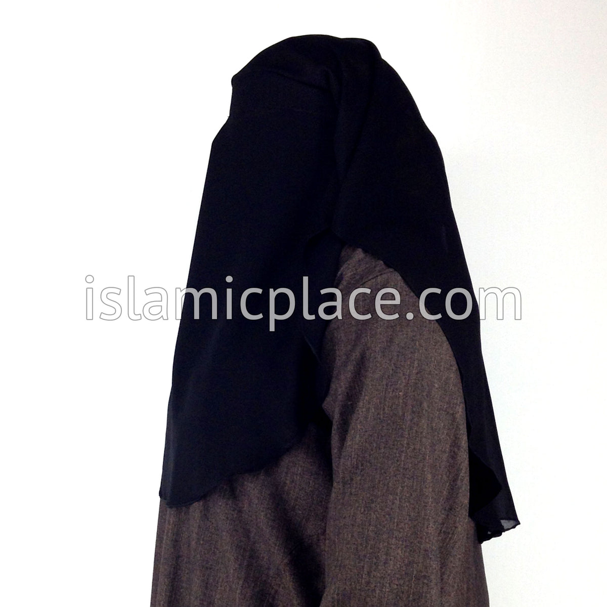Black Niqab with attached Khimar and Screen (3 layer)