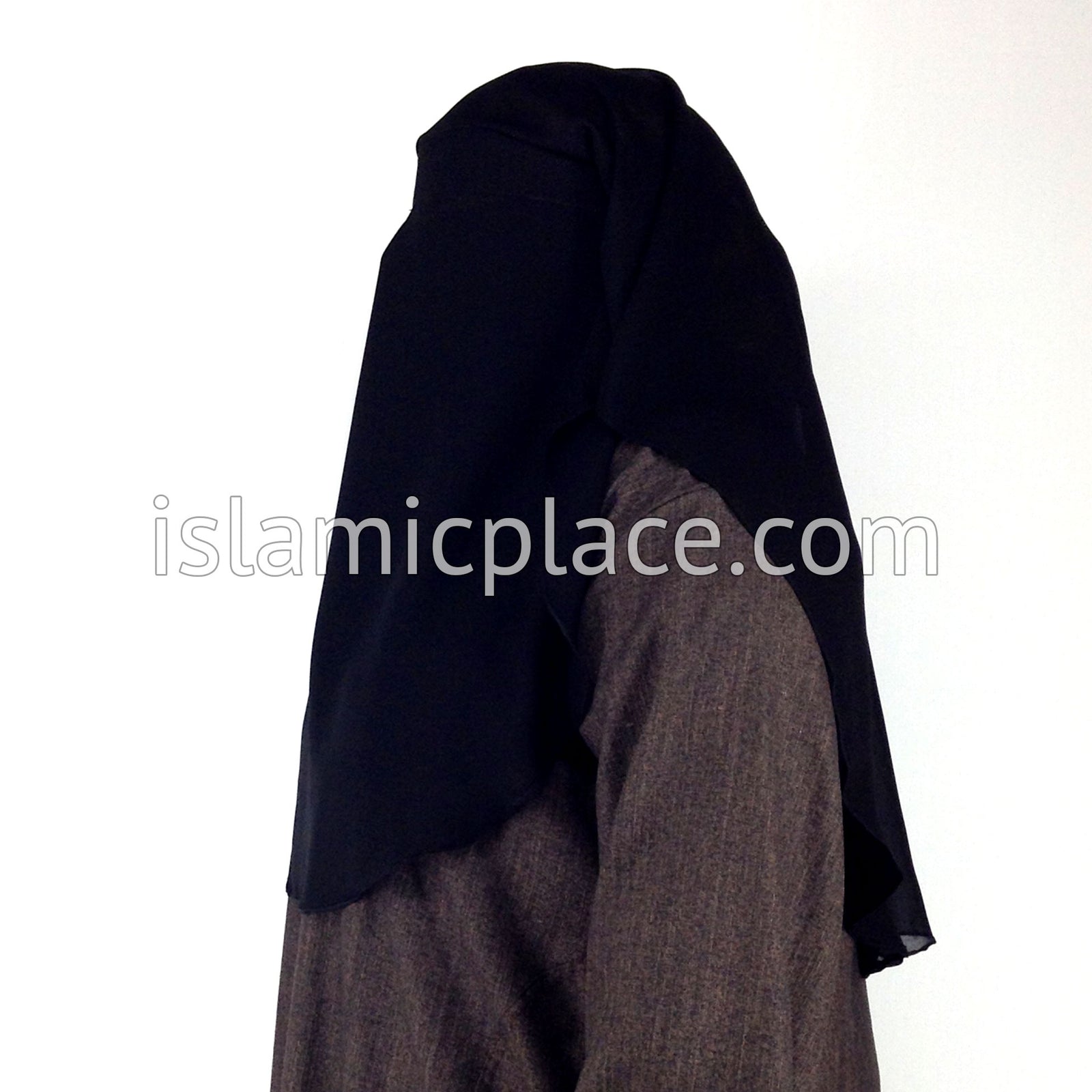 Black Niqab with attached Khimar and Screen (3 layer)