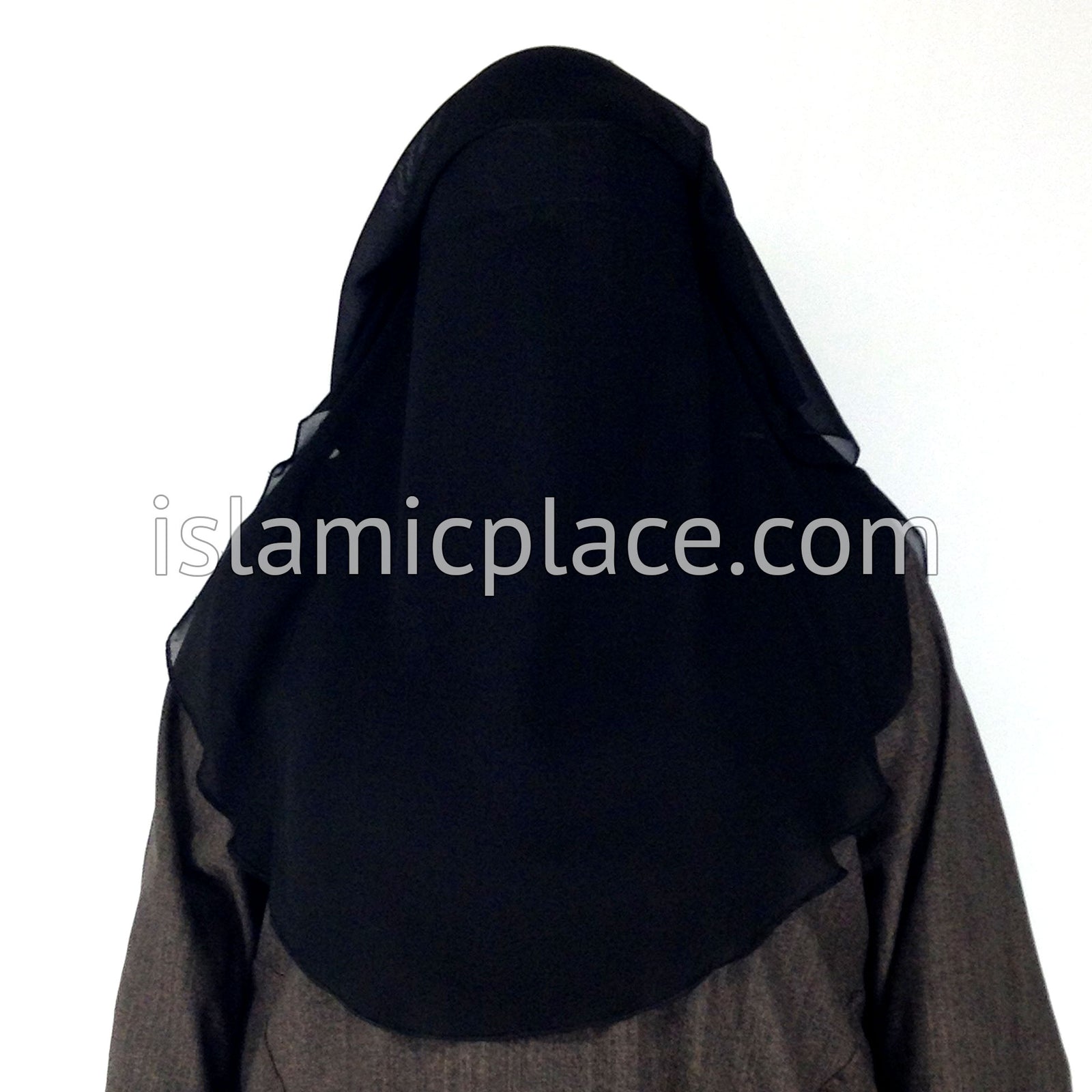 Black Niqab with attached Khimar and Screen (3 layer)