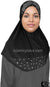 Black - Luxurious Lycra Hijab Al-Amira with Silver Rhinestones Teen to Adult (Large)