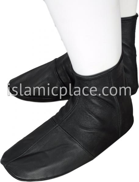 Black - Zip-up Khuff Leather socks