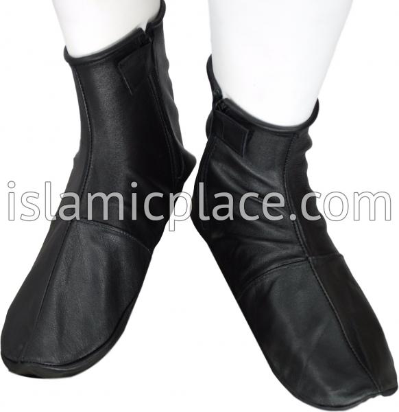 Black - Zip-up Khuff Leather socks