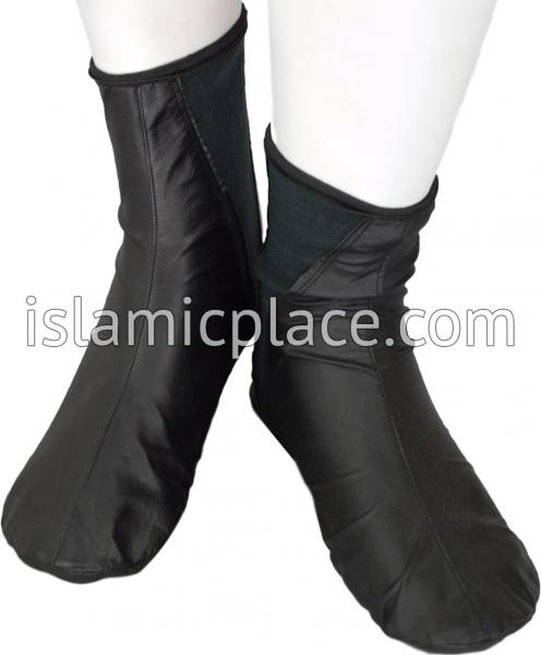 Black - Elastic Slip-on Khuff Leather socks