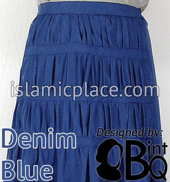 Denim Blue - Ruqayyah Ruched Skirt by BintQ - BQ119