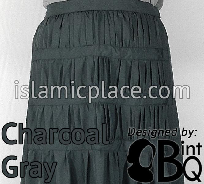 Charcoal Gray - Ruqayyah Ruched Skirt by BintQ - BQ119