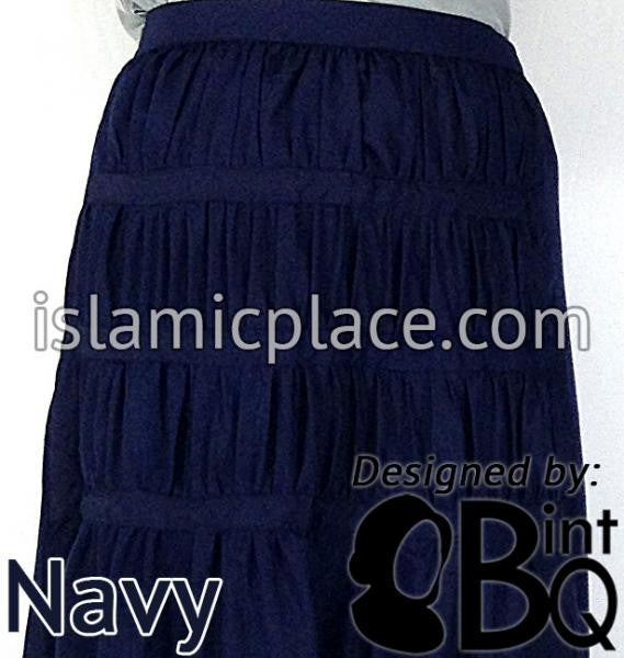Navy Blue - Ruqayyah Ruched Skirt by BintQ - BQ119