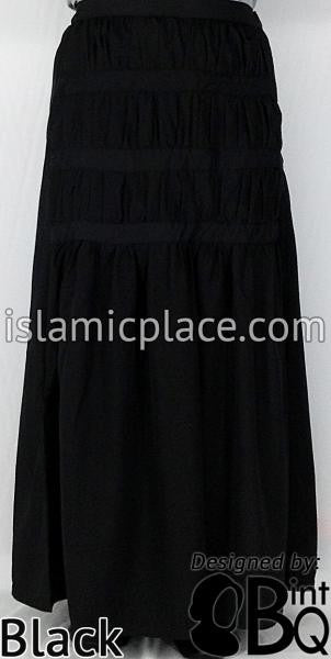 Black - Ruqayyah Ruched Skirt by BintQ - BQ119