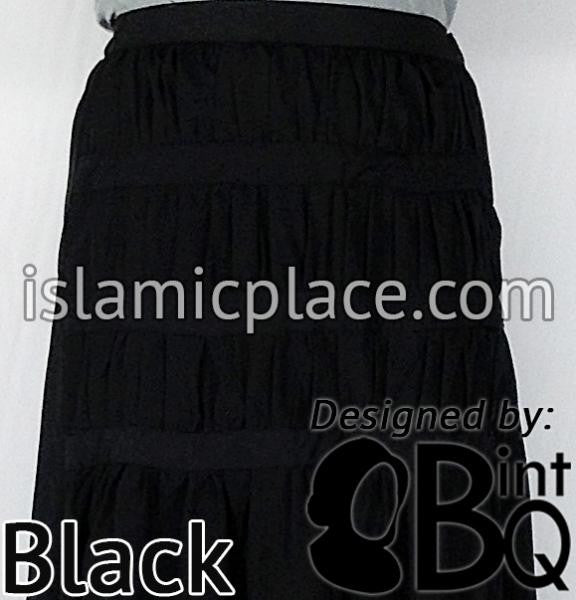Black - Ruqayyah Ruched Skirt by BintQ - BQ119