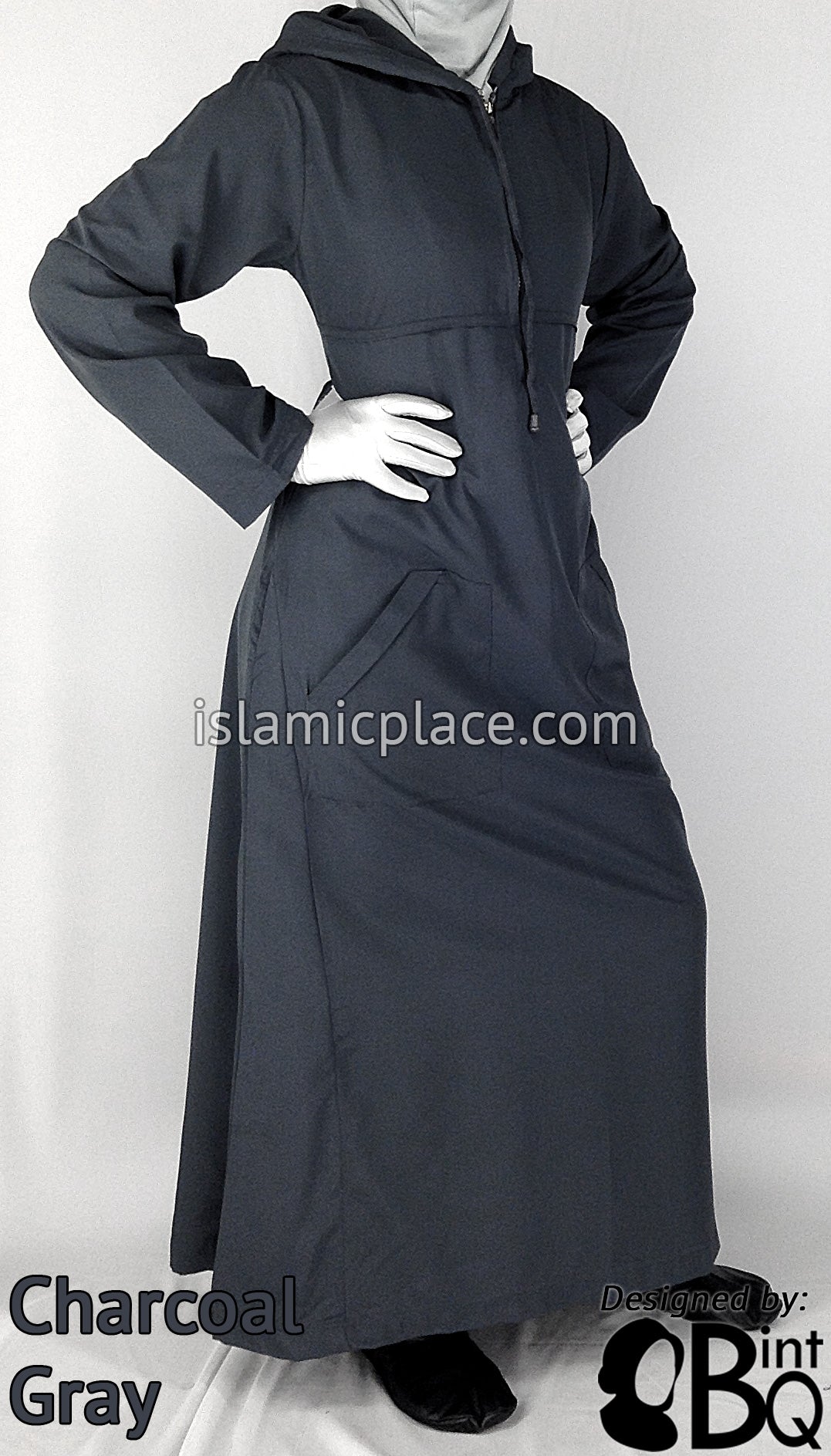 Charcoal Gray - Sakina Sporty Hooded Abaya by BintQ - BQ193