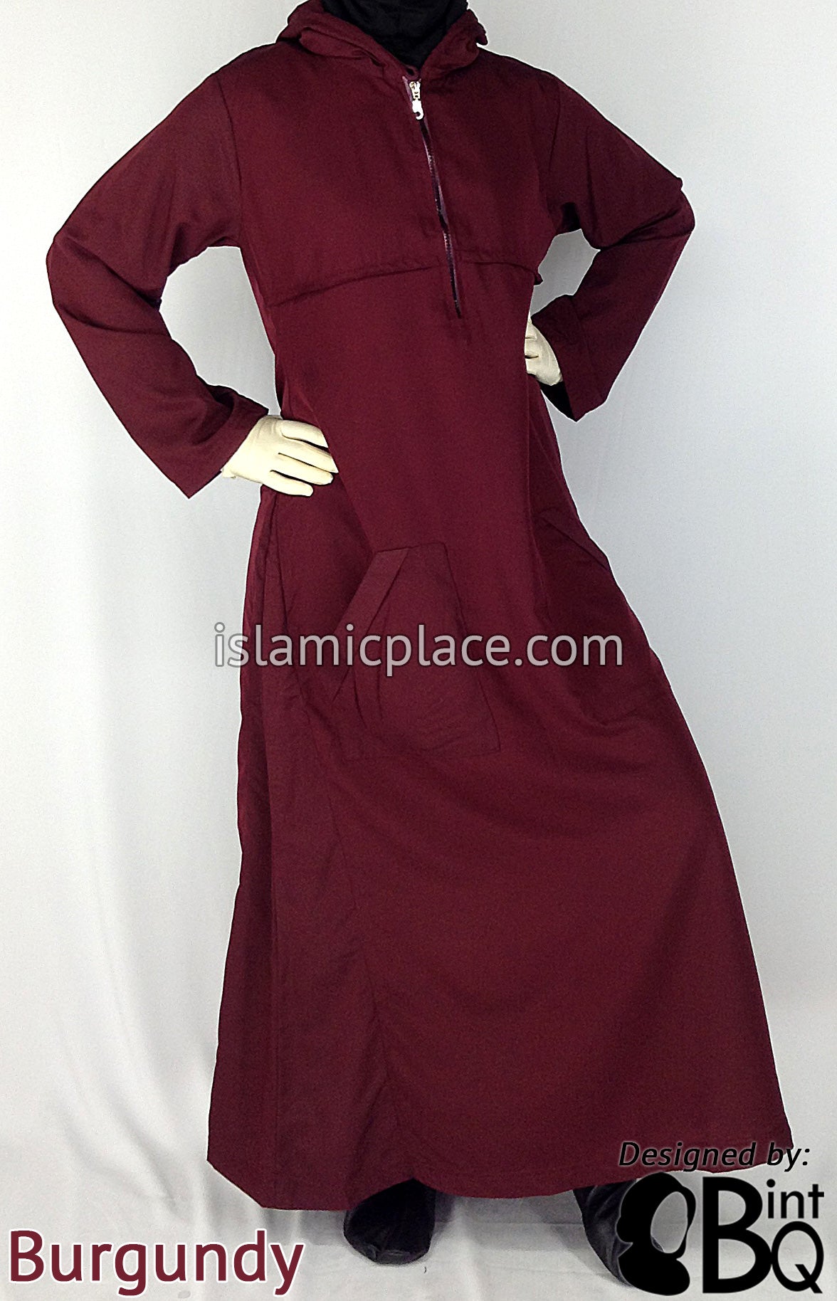 Burgundy - Sakina Sporty Hooded Abaya by BintQ - BQ193