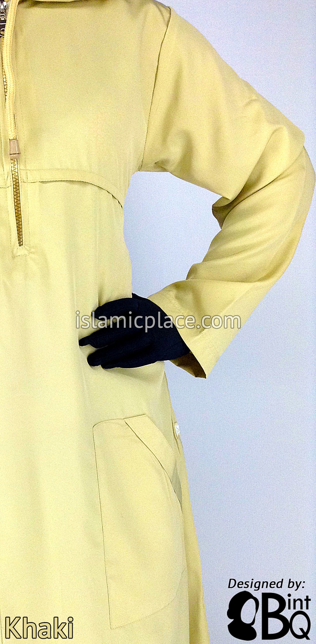 Khaki - Sakina Sporty Hooded Abaya by BintQ - BQ193