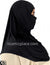 Black - Plain Teen to Adult (Large) Hijab Al-Amira with Built-in Niqab