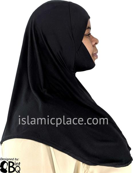 Black - Plain Teen to Adult (Large) Hijab Al-Amira with Built-in Niqab