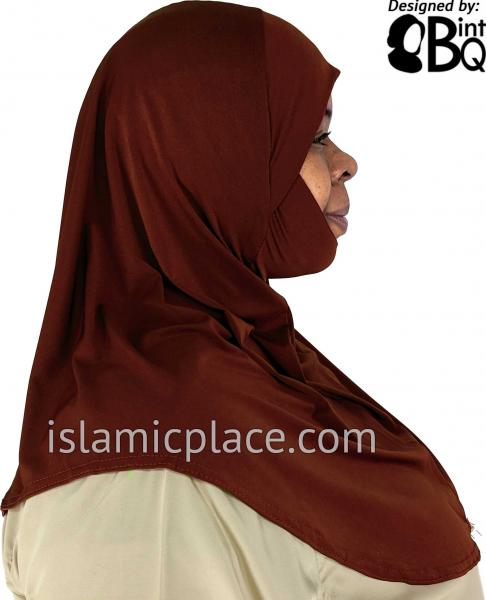 Brown - Plain Teen to Adult (Large) Hijab Al-Amira with Built-in Niqab