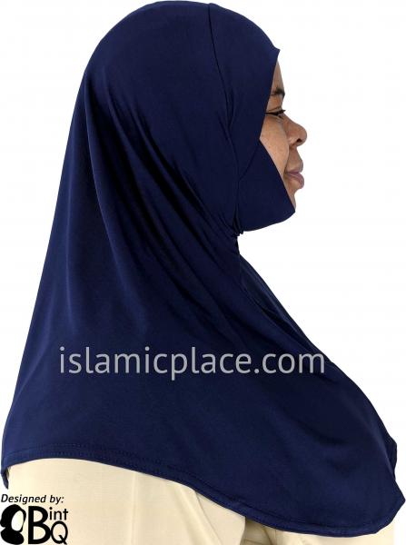 Navy Blue - Plain Teen to Adult (Large) Hijab Al-Amira with Built-in Niqab