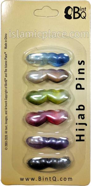 Gradient Multi-colored Line of Hearts Khimar Hijab Pin Pack (Pack of 6 Pins)