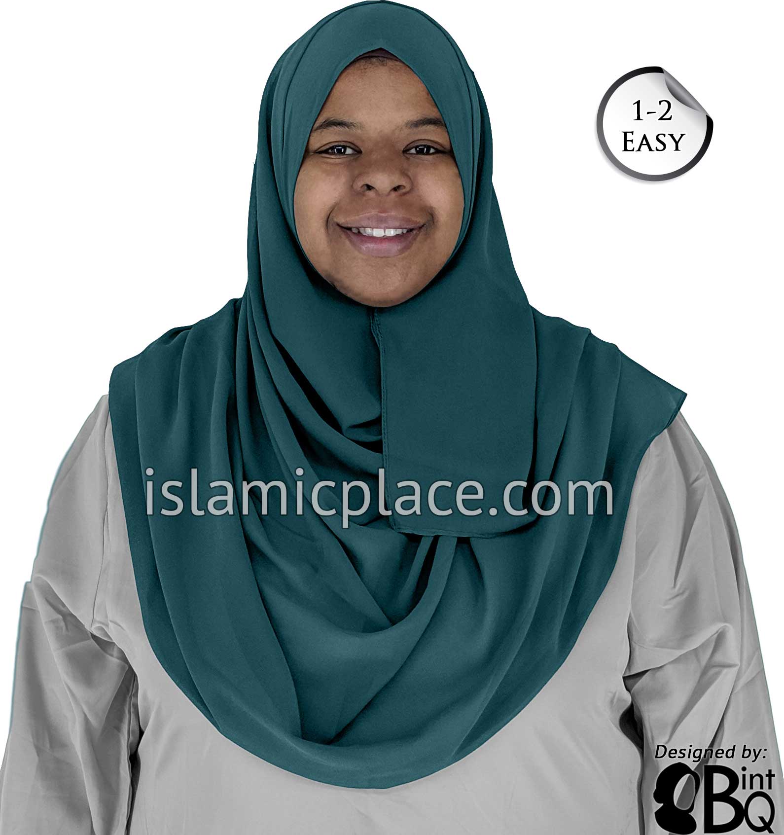 Dark Teal Plain - Salima 1-2 Easy Georgette Shayla Long Rectangle Hijab 30"x70"