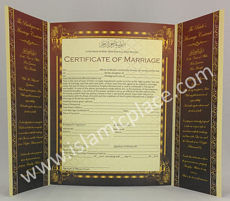 Islamic Marriage Certificate & Contract (Nikaah Certificate)
