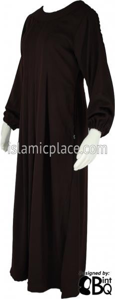 Brown - Sumera Chic Abaya with Baby Doll Inspired Pleats by BintQ - BQ93