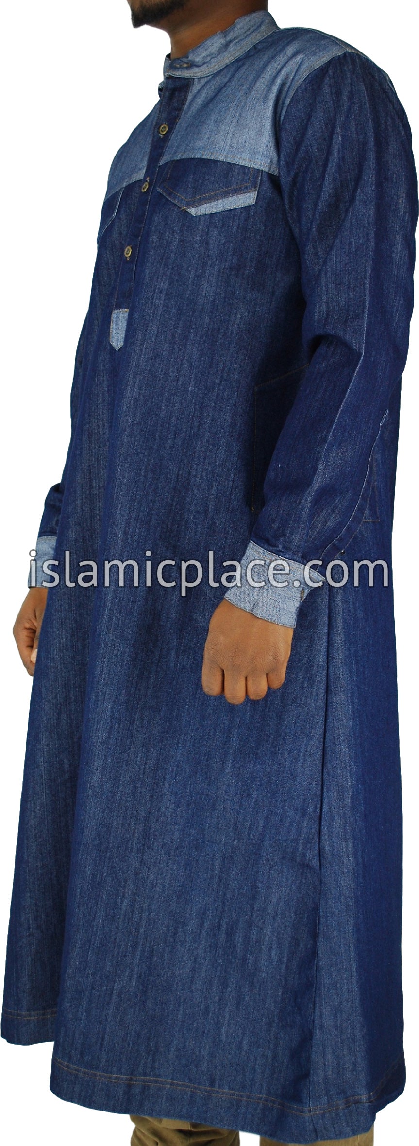 Blue - Mujahid Men Denim Thob by Ibn Ameen - IA1