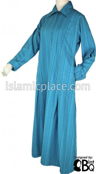 Teal Blue - Zainab Abaya with Collar by BintQ - BQ91