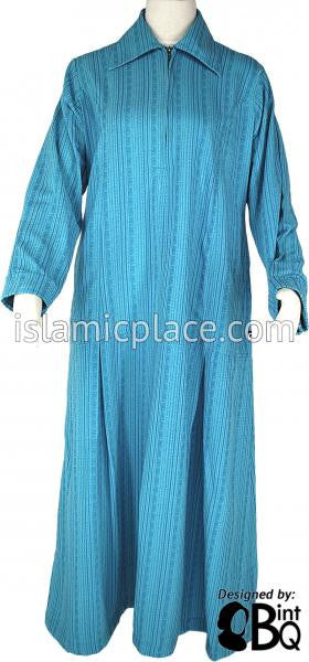 Teal Blue - Zainab Abaya with Collar by BintQ - BQ91