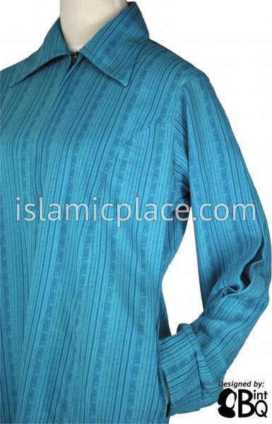 Teal Blue - Zainab Abaya with Collar by BintQ - BQ91