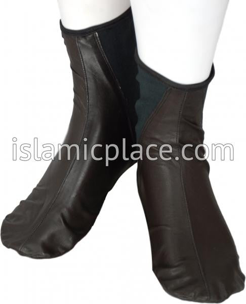 Chocolate Brown - Elastic Slip-on Khuff Leather socks