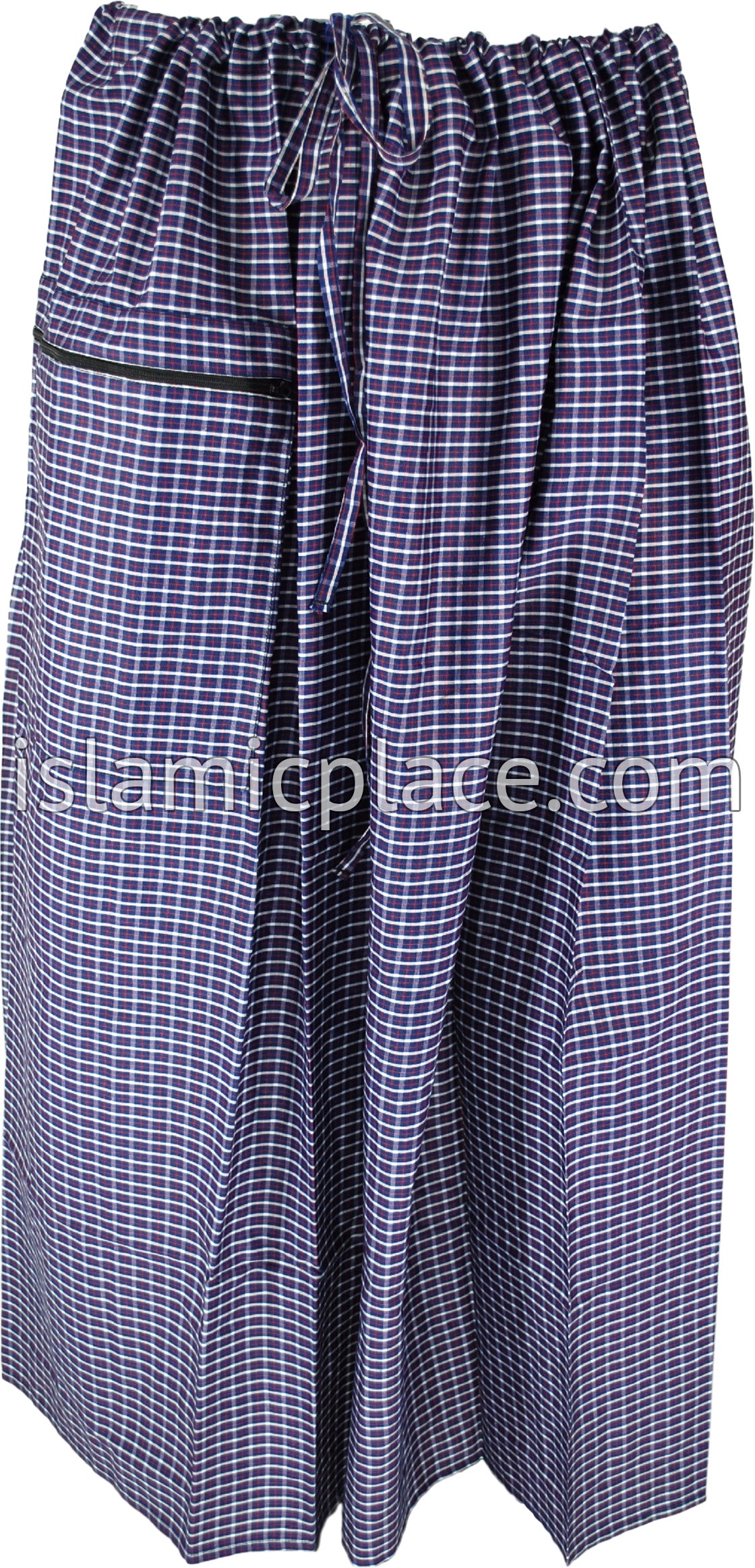 Blue, White, Red - Plaid Design Men Lungi Izar