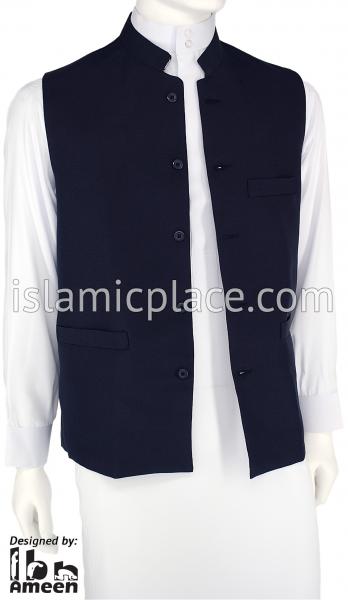 Navy Blue Shaykh Waistcoat Vest by Ibn Ameen The Islamic Place