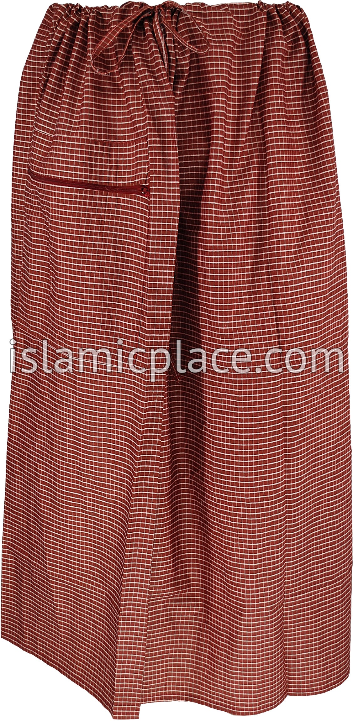 Faded Red, White - Plaid Design Men Lungi Izar