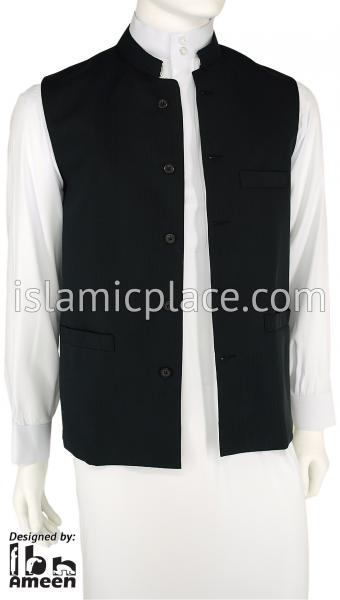 Charcoal Gray - Shaykh Pinstripe Waistcoat Vest by Ibn Ameen