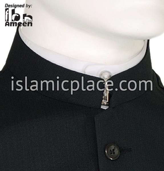 Charcoal Gray - Shaykh Pinstripe Waistcoat Vest by Ibn Ameen
