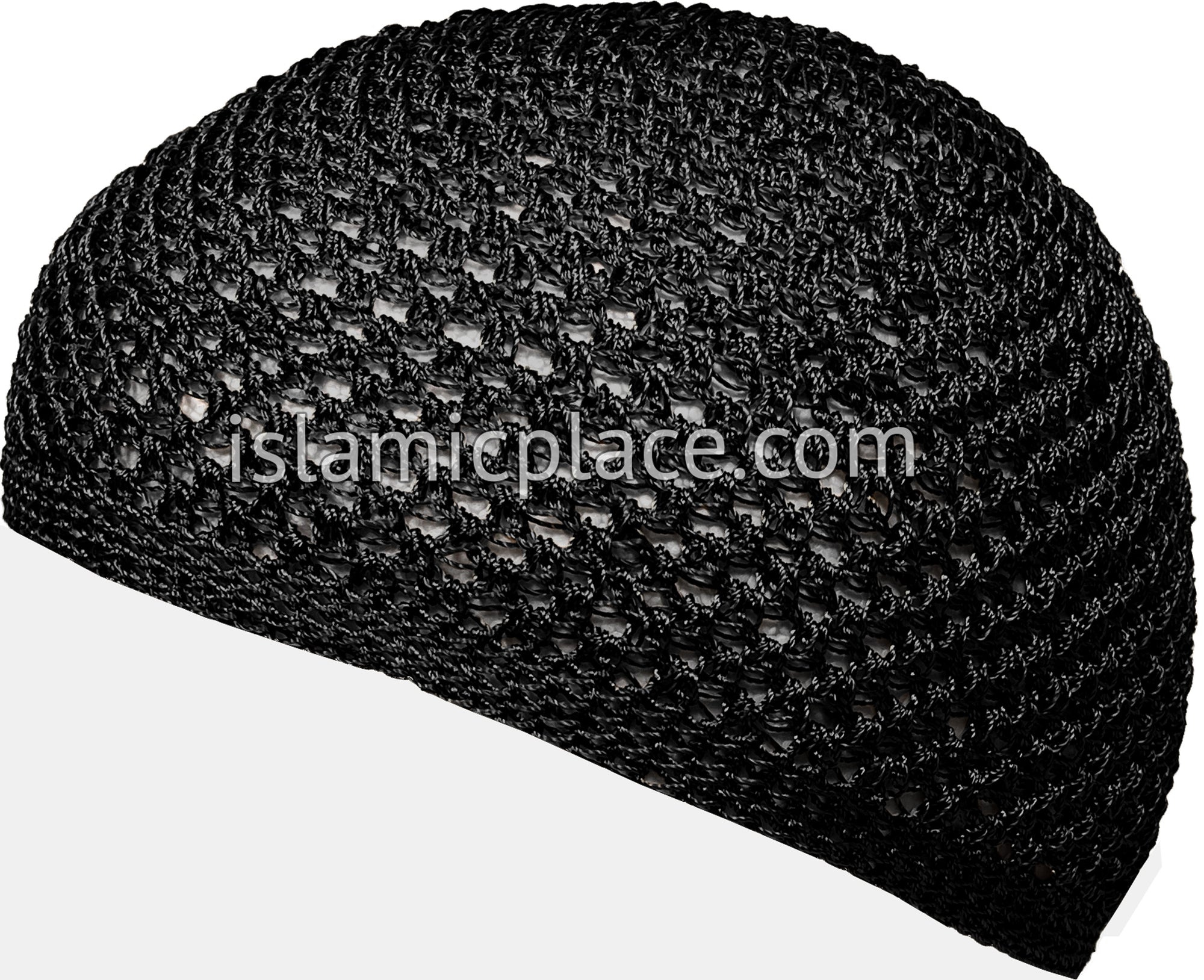 Black - Nylon Knitted Solid Kufi