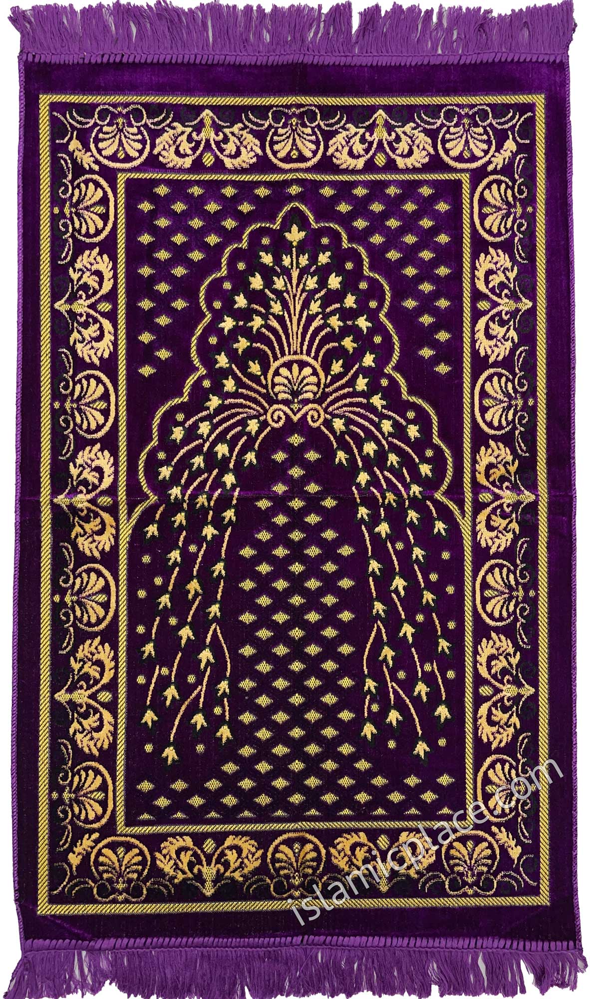 Purple Prayer Rug with Peacock Mihrab