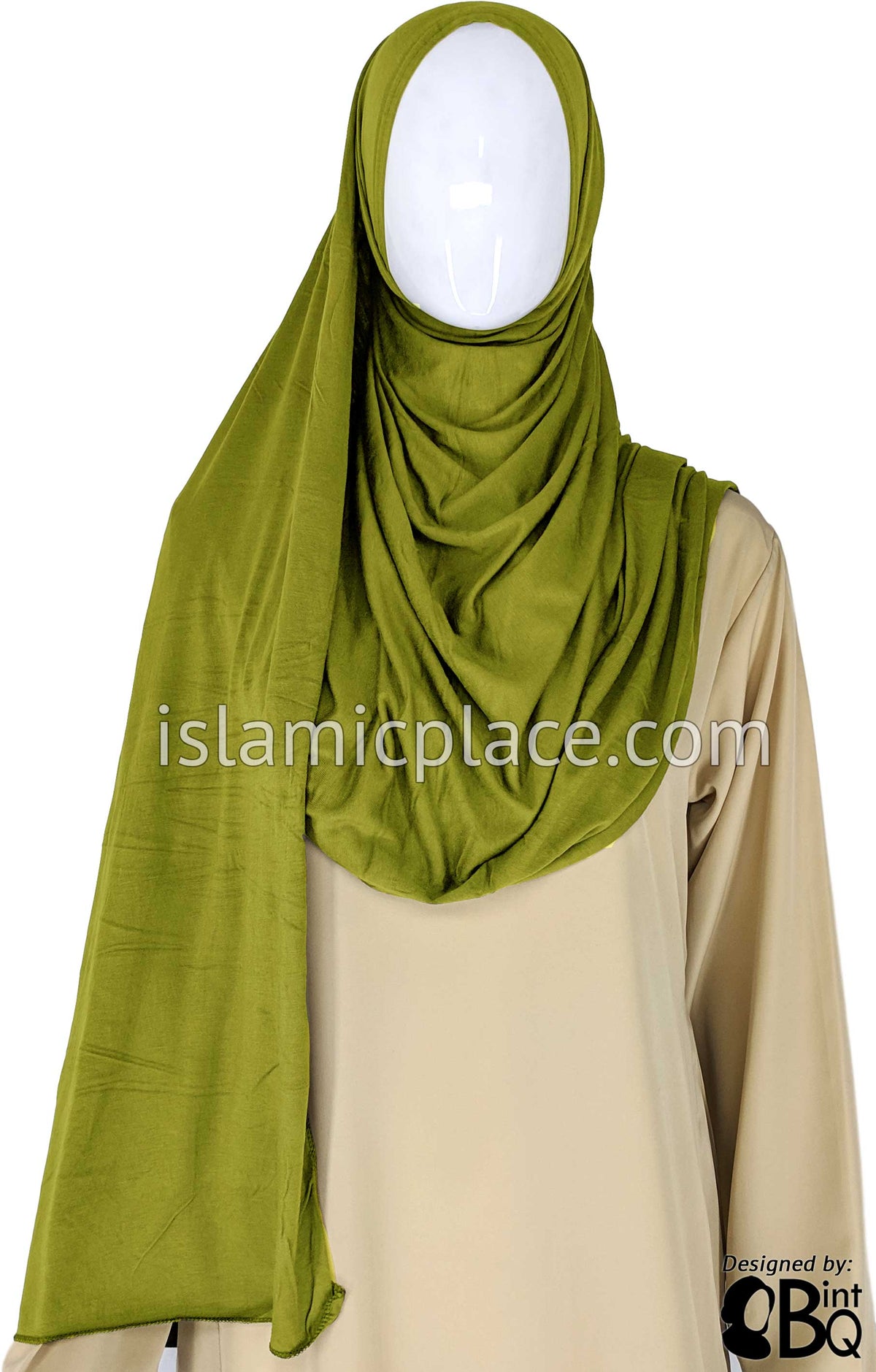 Light Olive Green Plain - Jamila Jersey Shayla Long Rectangle Hijab 30&quot;x70&quot;