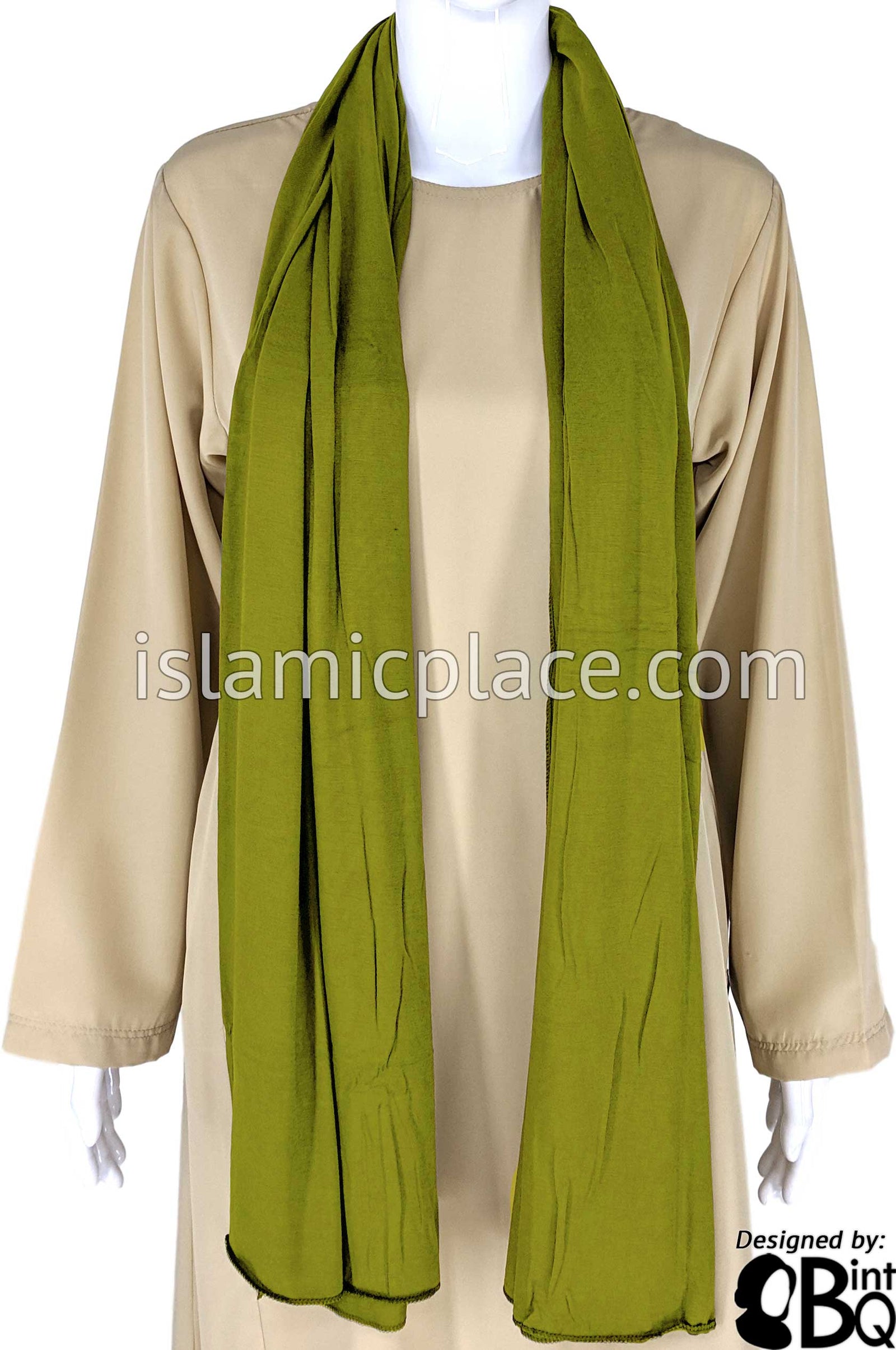 Light Olive Green Plain - Jamila Jersey Shayla Long Rectangle Hijab 30"x70"