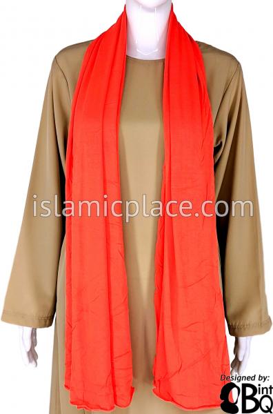Fire Orange Plain - Jamila Jersey Shayla Long Rectangle Hijab 30"x70"