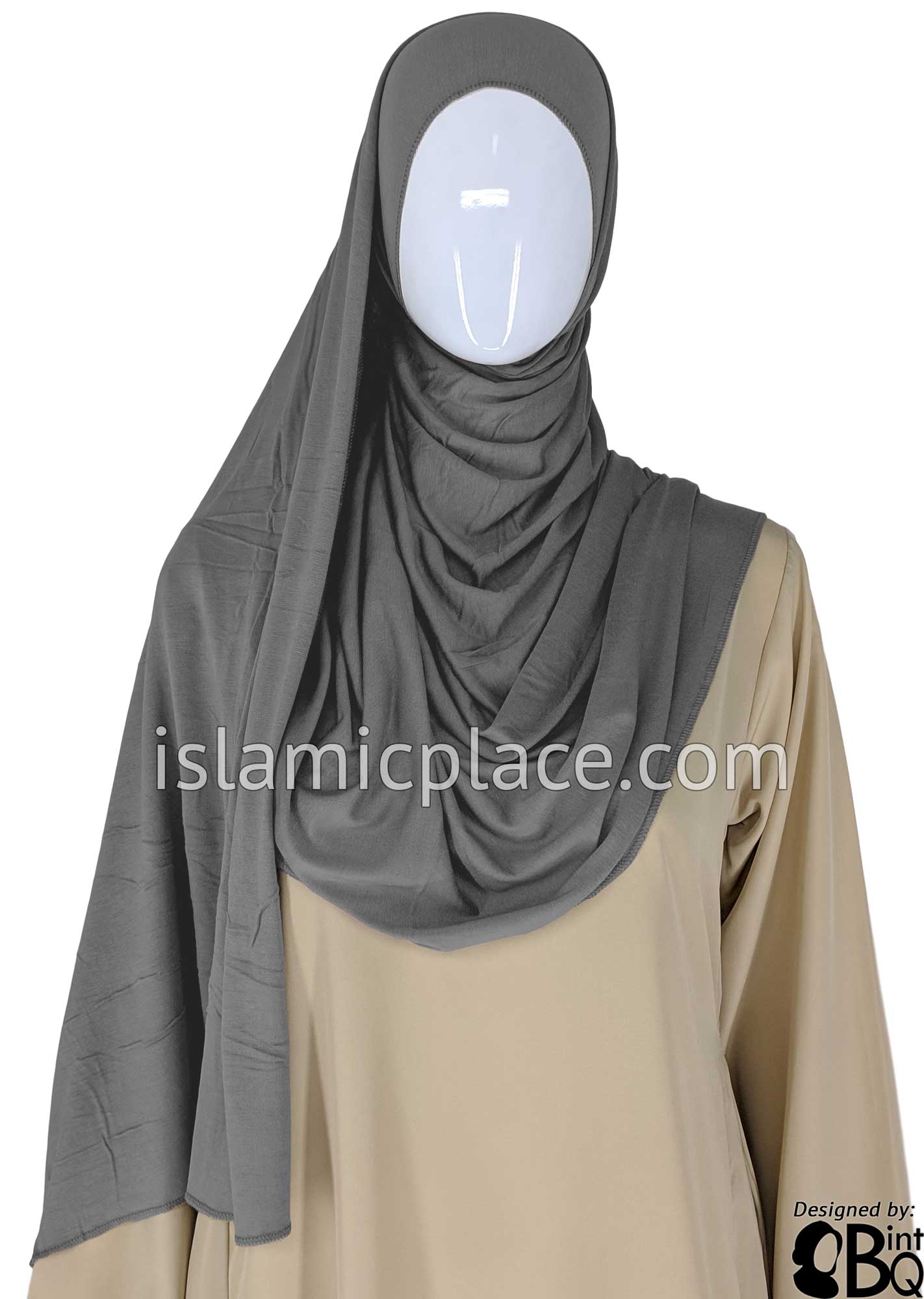 Charcoal Gray Plain - Jamila Jersey Shayla Long Rectangle Hijab 30"x70"