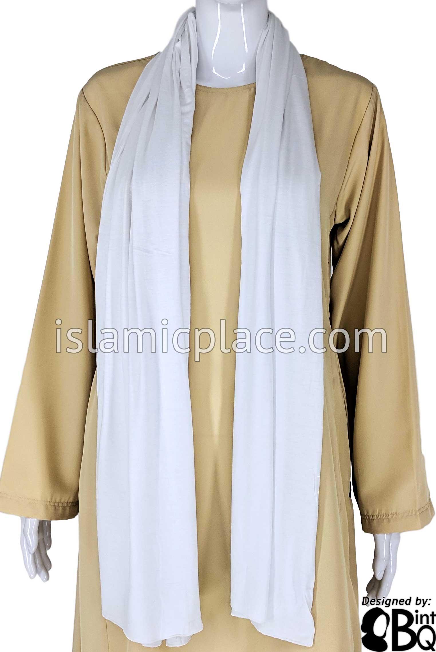 White Plain - Jamila Jersey Shayla Long Rectangle Hijab 30"x70"